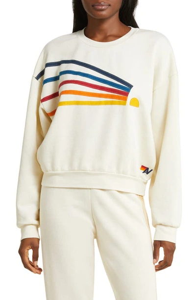 Shop Aviator Nation Daydream Appliqué Graphic Sweatshirt In Vintage White