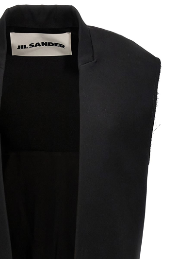 Shop Jil Sander Two-material Long Vest In Black