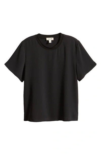 Shop Open Edit Satin T-shirt In Black