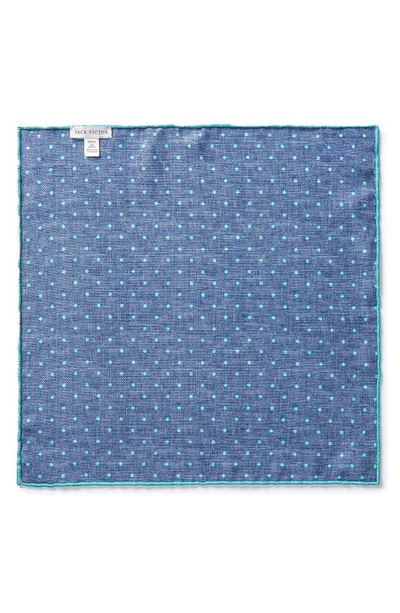 Shop Jack Victor Selby Reversible Silk Pocket Square In Teal