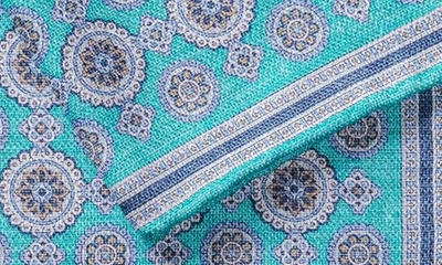 Shop Jack Victor Selby Reversible Silk Pocket Square In Teal