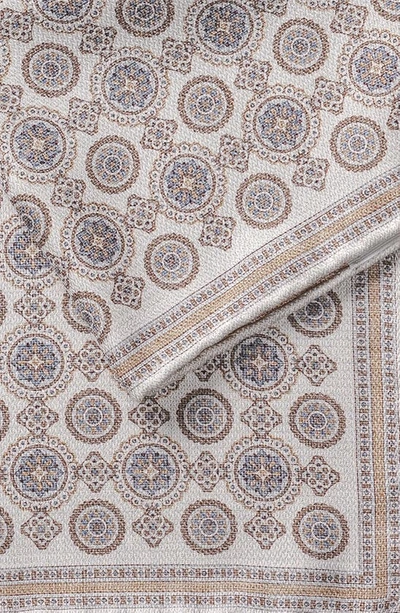 Jack Victor Selby Reversible Silk Pocket Square In Ecru