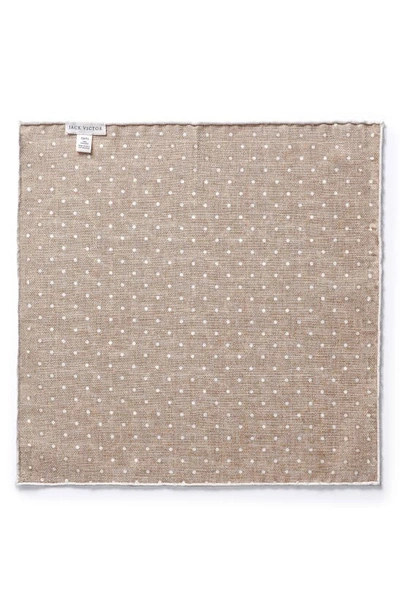Jack Victor Selby Reversible Silk Pocket Square In Ecru