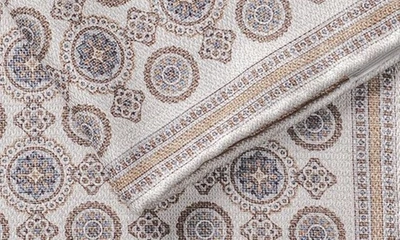 Jack Victor Selby Reversible Silk Pocket Square In Ecru