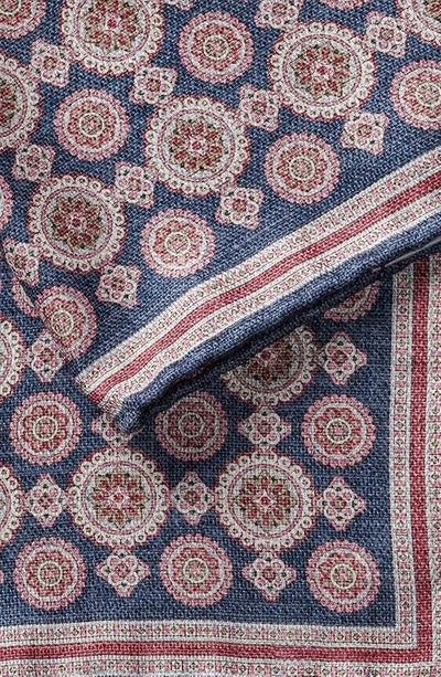 Jack Victor Selby Reversible Silk Pocket Square In Navy
