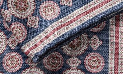 Shop Jack Victor Selby Reversible Silk Pocket Square In Navy