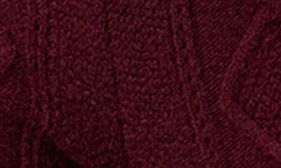 Shop Edikted Ray Cable Stitch Flare Sweater Pants In Burgundy