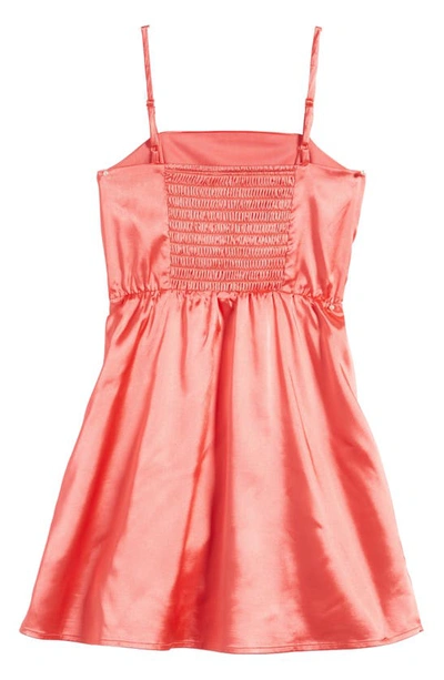 Shop Ava & Yelly Kids' Ruffle Satin Dress In Burnt Orange