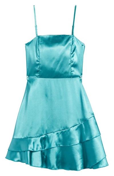 Shop Ava & Yelly Kids' Ruffle Satin Dress In Kelly Green