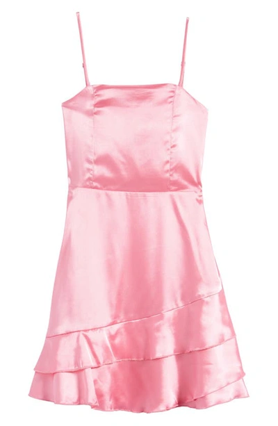 Shop Ava & Yelly Kids' Ruffle Satin Dress In Pink