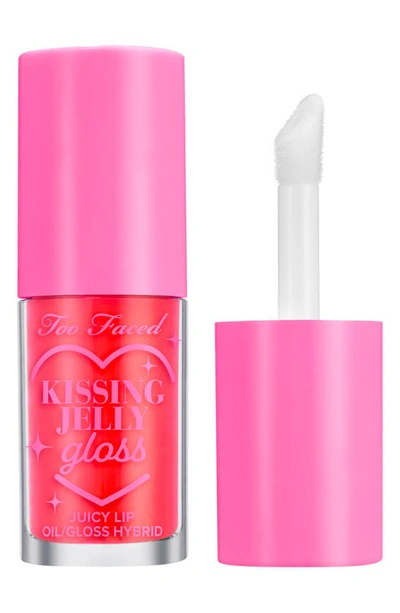 Shop Too Faced Kissing Jelly Lip Oil Gloss In Sour Watermelon