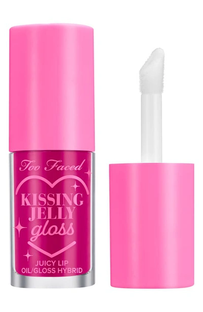 Shop Too Faced Kissing Jelly Lip Oil Gloss In Raspberry