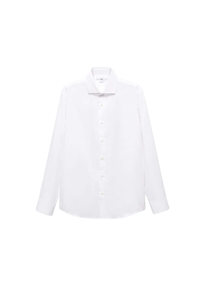 Shop Mango Slim-fit Textured Cotton Suit Shirt White