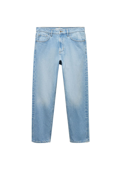 Shop Mango Ben Tapered Cropped Jeans Light Blue