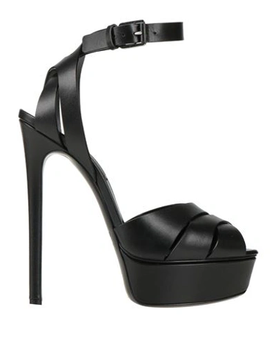 Shop Casadei Woman Sandals Black Size 9.5 Leather