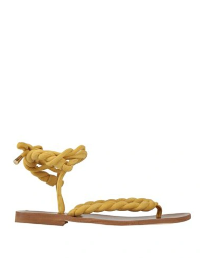 Ncub Woman Thong Sandal Yellow Size 6 Soft Leather In Yellow