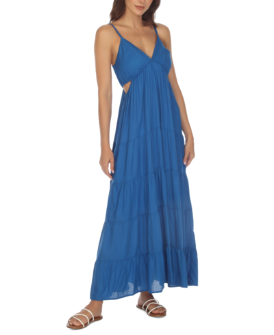 Shop Raviya Women's Side-cutout Maxi Dress Cover-up In Lapis Blue