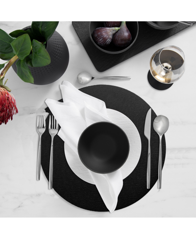 Villeroy & Boch Manufacture Rock Round Faux Leather Placemats, Set Of 4 In Black