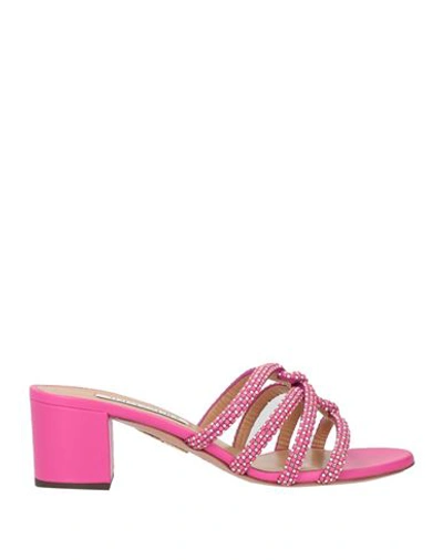 Shop Aquazzura Woman Sandals Fuchsia Size 11 Soft Leather In Pink