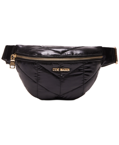 Shop Steve Madden Women's Chevron Quilted Fanny Pack In Black