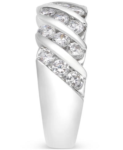 Macy's Diamond Diagonal Channel-set Anniversary Ring (1-1/3 Ct. T.w.) In 14k White Gold In White Gold