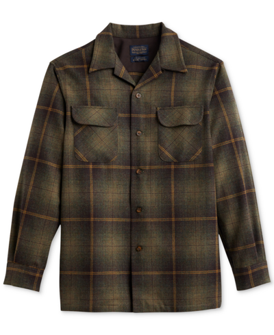 Shop Pendleton Men's Original Plaid Button-down Wool Board Shirt In Green,brown Ombre