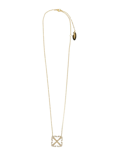 Shop Off-white Arrow Pavé Pendant Necklace In Gold