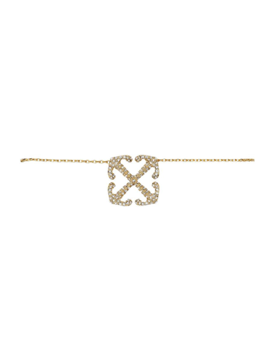 Shop Off-white Arrow Pavé Pendant Necklace In Gold