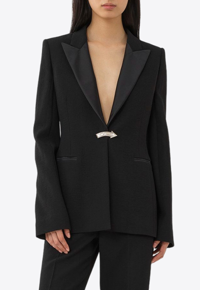 Shop Chloé Arrow-brooch Wool Blazer In Black