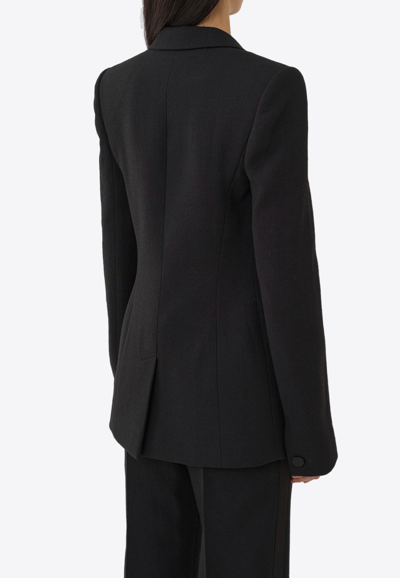 Chloé Crystal-embellished Satin-trimmed Wool-crepe Blazer In Black