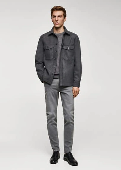 Shop Mango Man Jan Slim-fit Jeans Denim Grey