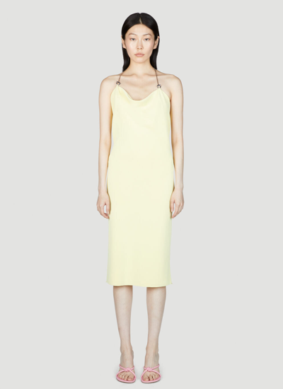 Shop Bottega Veneta Women Viscose Long Dress With Chain In Yellow