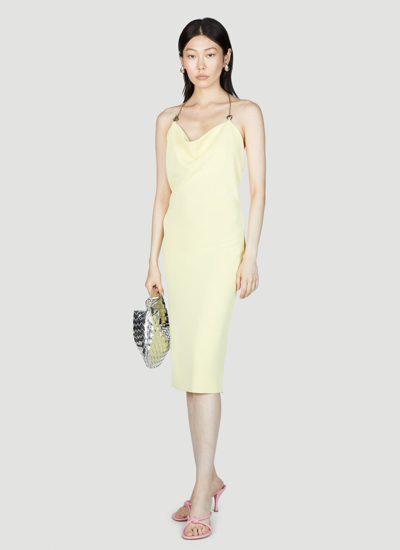 Shop Bottega Veneta Women Viscose Long Dress With Chain In Yellow