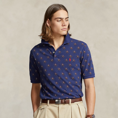 Shop Ralph Lauren Classic Fit Equestrian Mesh Polo Shirt In Classic Navy