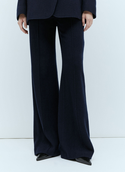 Shop Chloé Women Wide-leg Wool Cashmere Pants In Blue