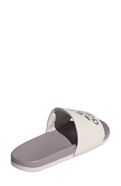 Shop Adidas Originals Adilette Comfort Slide Sandal In Fig/silver Met./putty