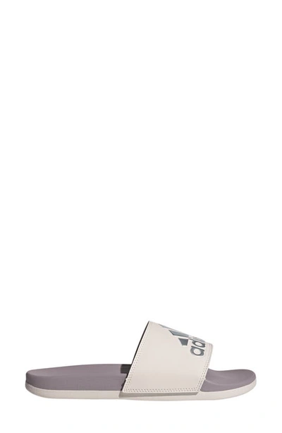 Adidas Originals Adilette Comfort Slide Sandal In Fig/silver Met./putty