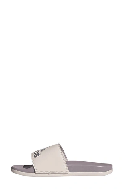 Adidas Originals Adilette Comfort Slide Sandal In Fig/silver Met./putty