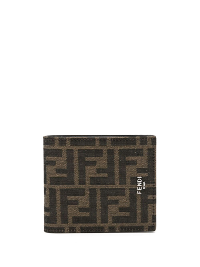 Shop Fendi Men Ff Bi-fold Wallet In Brown