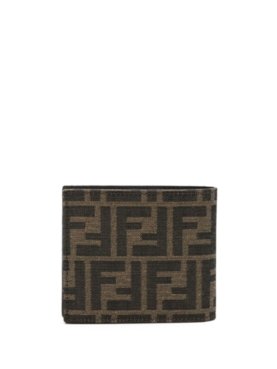Shop Fendi Men Ff Bi-fold Wallet In Brown