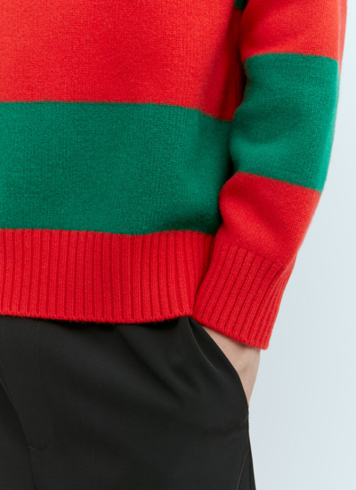 Shop Gucci Men Felted Wool Striped Sweater In Red