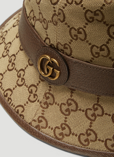 Shop Gucci Men Gg Logo Fedora Hat In Cream