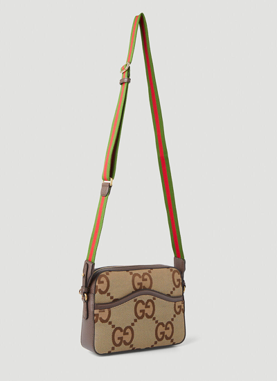 Shop Gucci Men Jumbo G Messenger Crossbody Bag In Brown