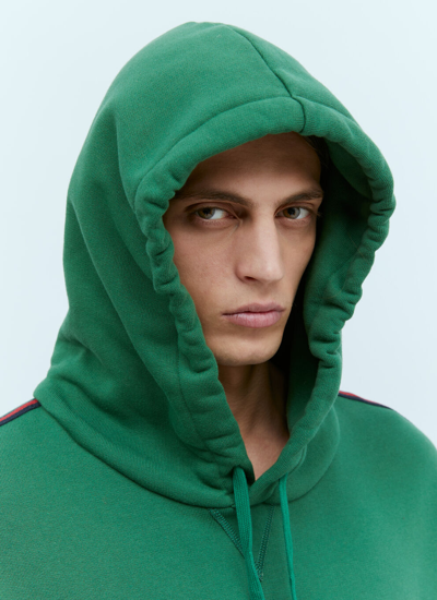 Shop Gucci Men Logo Embroidery Hooded Sweatshirt In Green