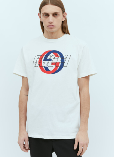 Shop Gucci Men Logo Print T-shirt In White