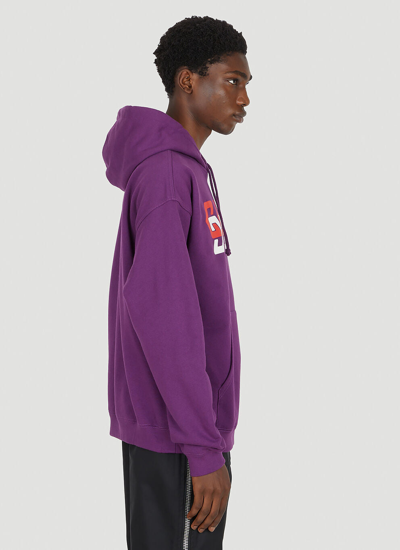 Shop Gucci Men Mirror Logo Hooded Sweatshirt In Purple