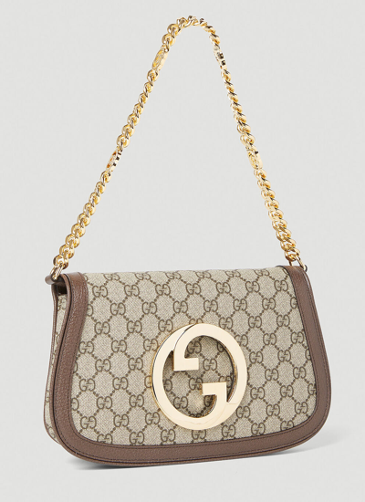 Shop Gucci Women Blondie Chain Shoulder Bag In Brown