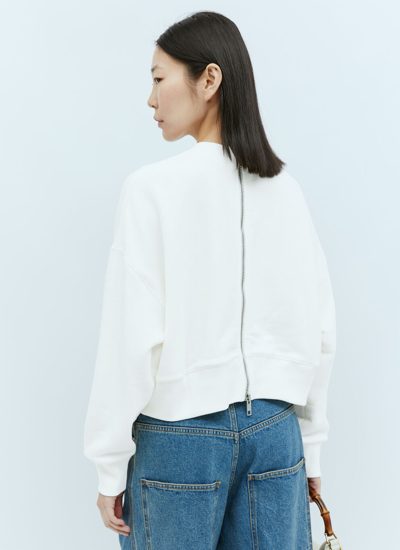 Shop Gucci Women Interlocking G Zip-up Sweatshirt In White