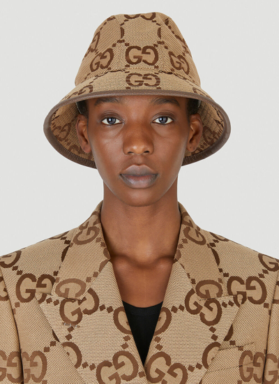 Shop Gucci Women Jumbo Gg Bucket Hat In Cream