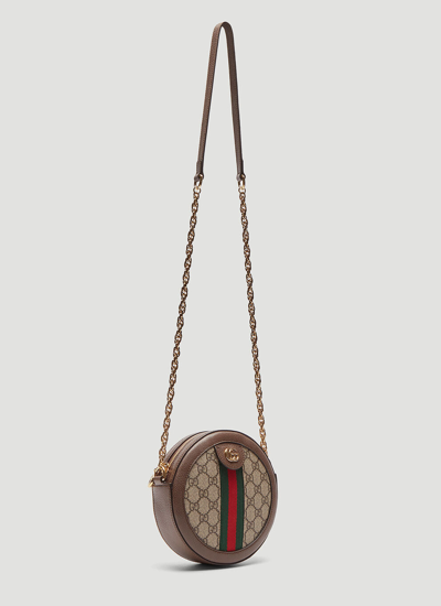 Shop Gucci Women Ophidia Mini Gg Round Shoulder Bag In Brown